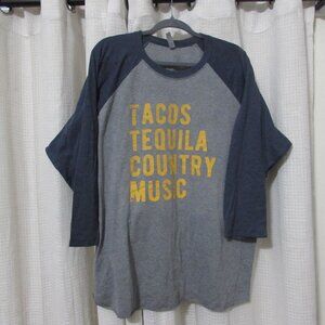 Tacos Tequila Country Music Raglan Long Sleeve Graphic Tee